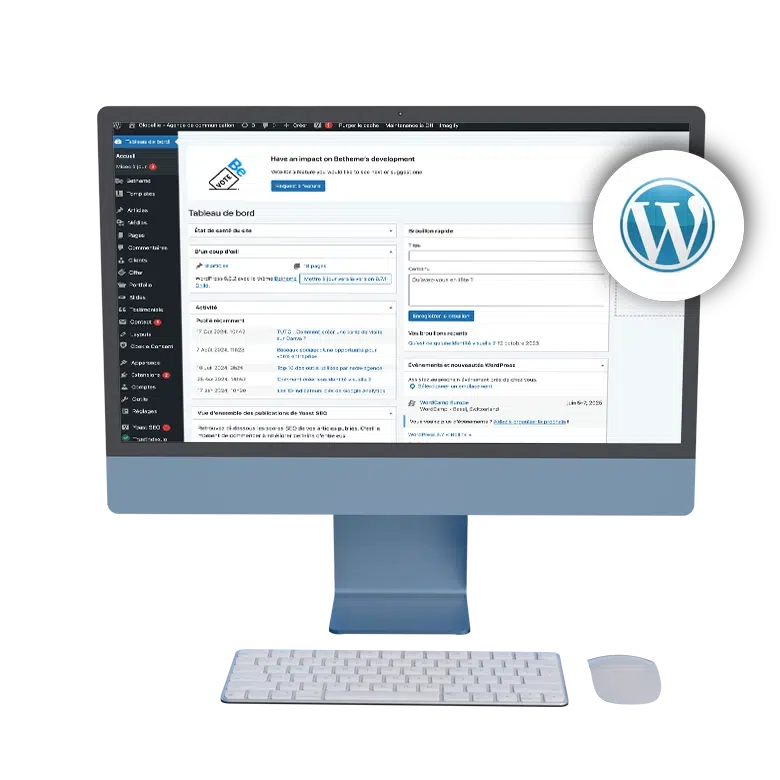 Ordinateur création sites internet vitrine et e-commerce Wordpress